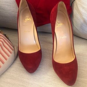 Christian Louboutin Red Declic Suede, Size 40.5 heel height 140